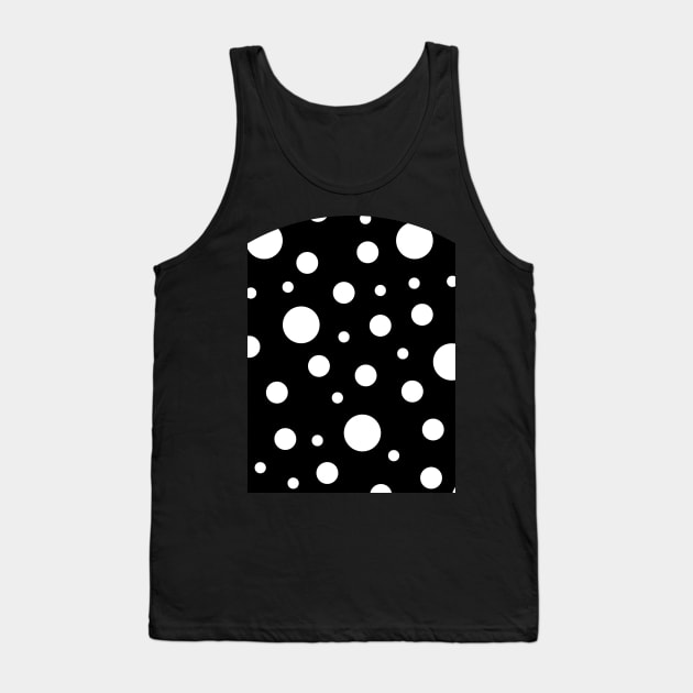 White on Black Polka Dot Pattern Tank Top by Looly Elzayat